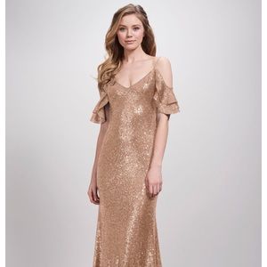 Theia Scarlet Gown in Matte Rose Gold, size 8